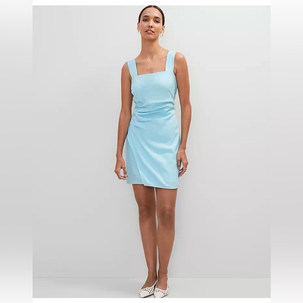 NWT $149 Ann Taylor Square Neck Sheath Dress in gulf blue sz 12